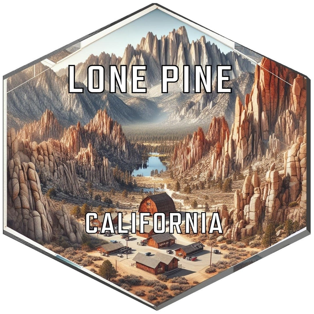 Lone Pine California Souvenir Travel Destination Die Cut Hexagon Fridge Magnet Image 1