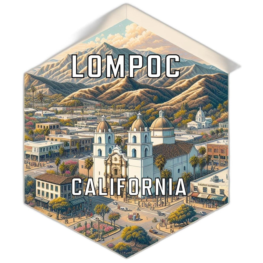 Lompoc California Souvenir Travel Destination Die Cut Hexagon Fridge Magnet Image 1