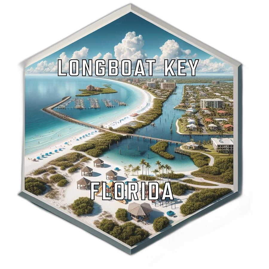 Longboat Key Florida Souvenir Travel Destination Die Cut Hexagon Fridge Magnet Image 1