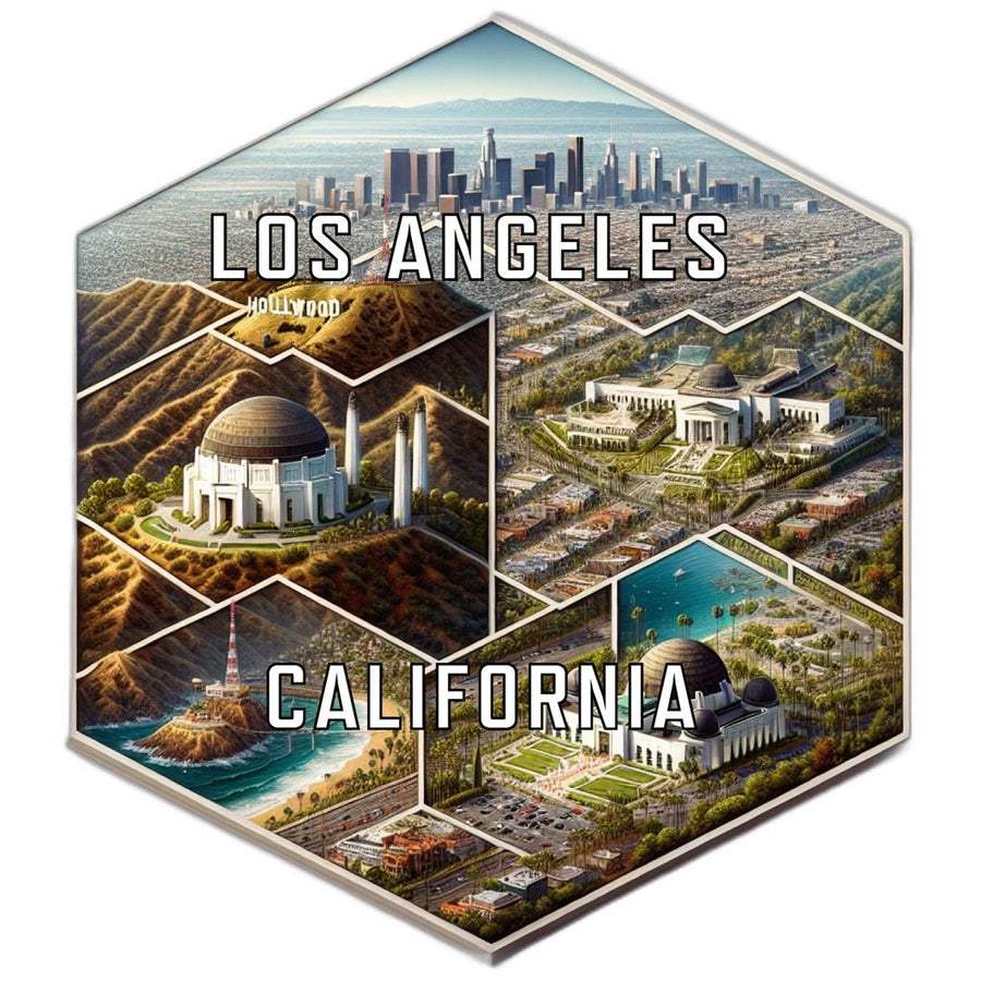 Los Angeles California Souvenir Travel Destination Die Cut Hexagon Fridge Magnet Image 1