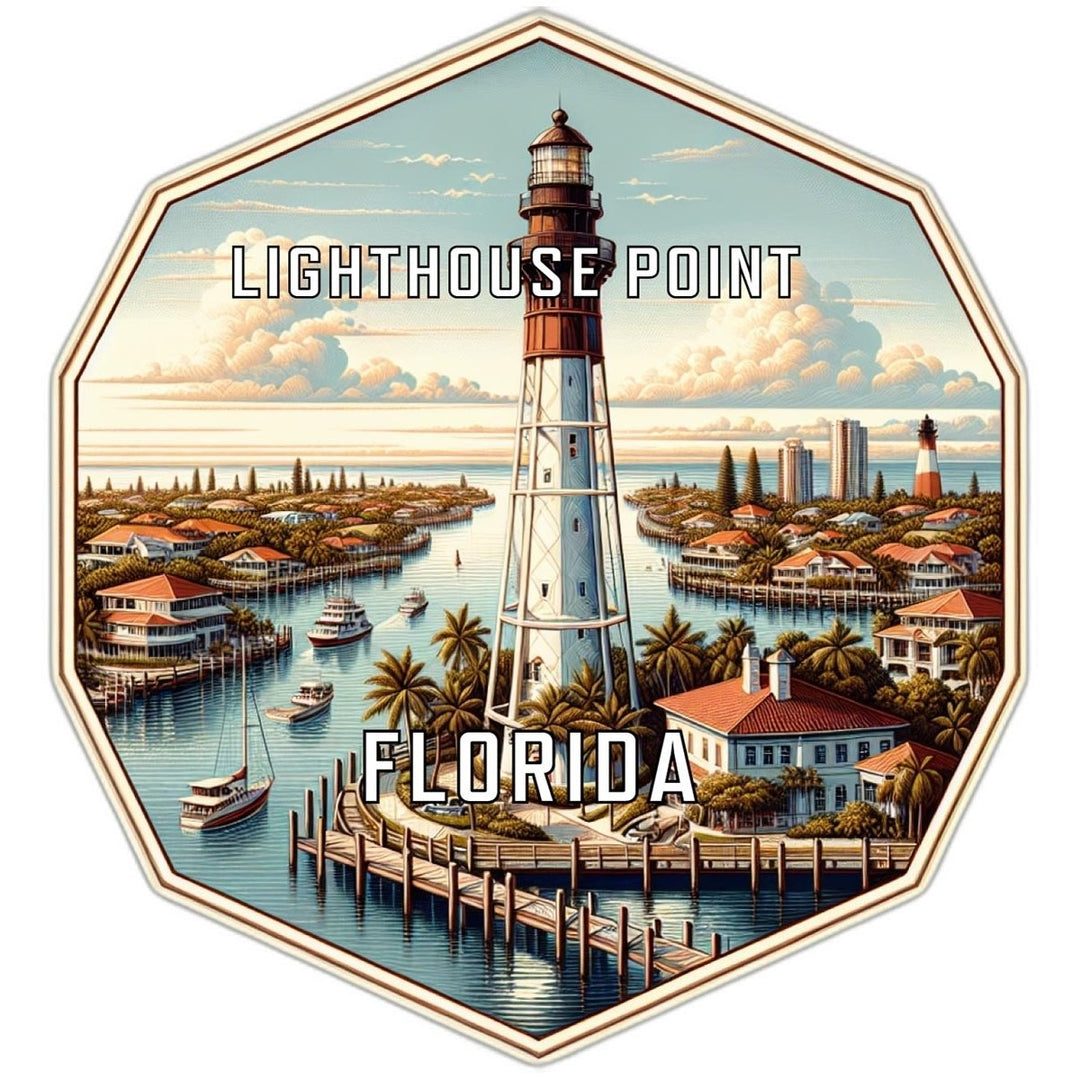 Lighthouse Point Florida Souvenir Travel Destination Die Cut Hexagon Fridge Magnet Image 1