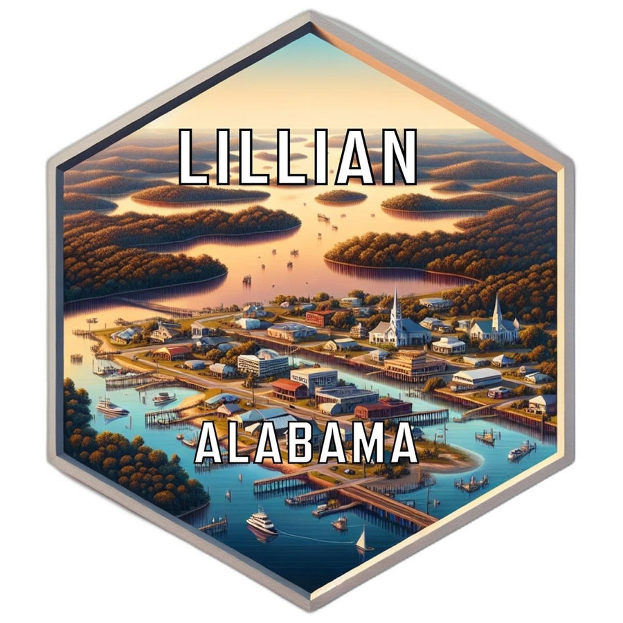 Lillian Alabama Souvenir Travel Destination Die Cut Hexagon Fridge Magnet Image 1