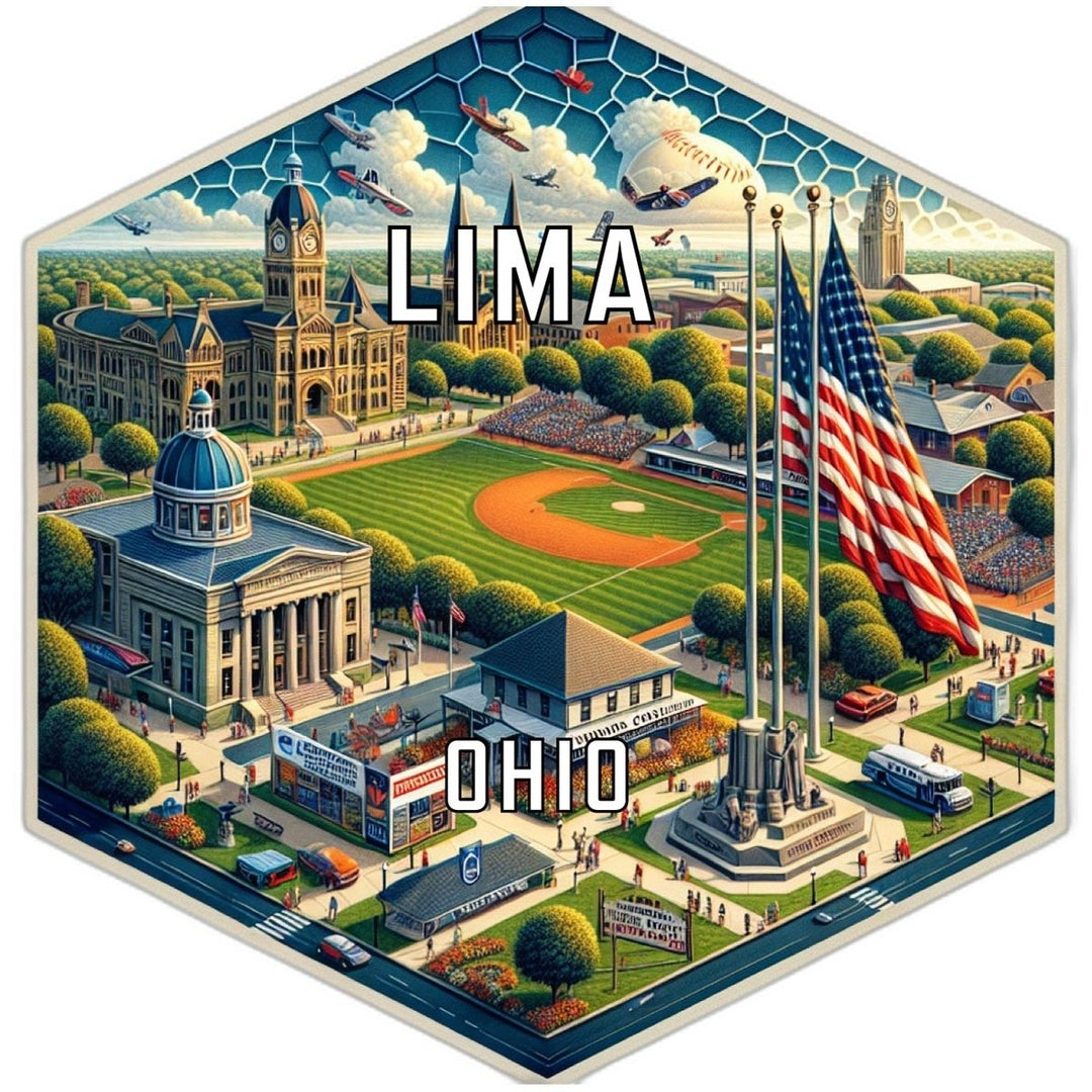 Lima Ohio Souvenir Travel Destination Die Cut Hexagon Fridge Magnet Image 1