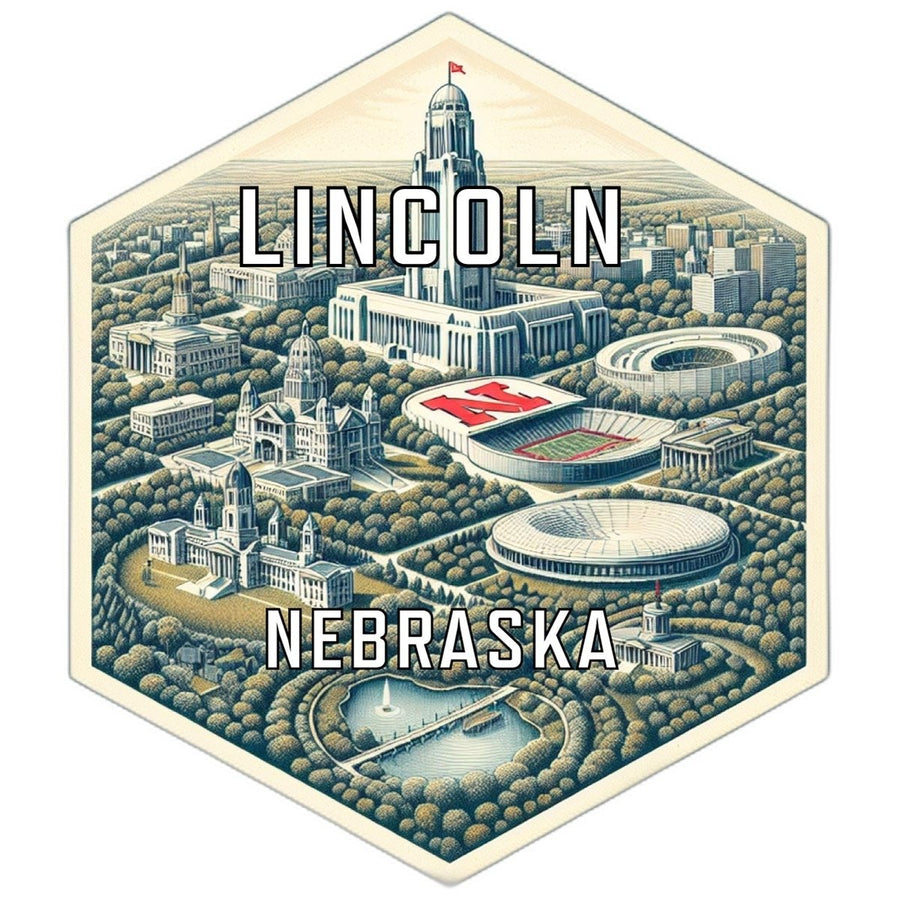 Lincoln Nebraska Souvenir Travel Destination Die Cut Hexagon Fridge Magnet Image 1