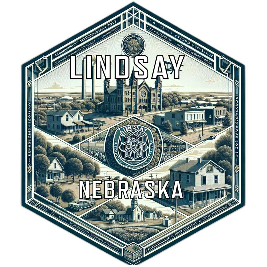 Lindsay Nebraska Souvenir Travel Destination Die Cut Hexagon Fridge Magnet Image 1