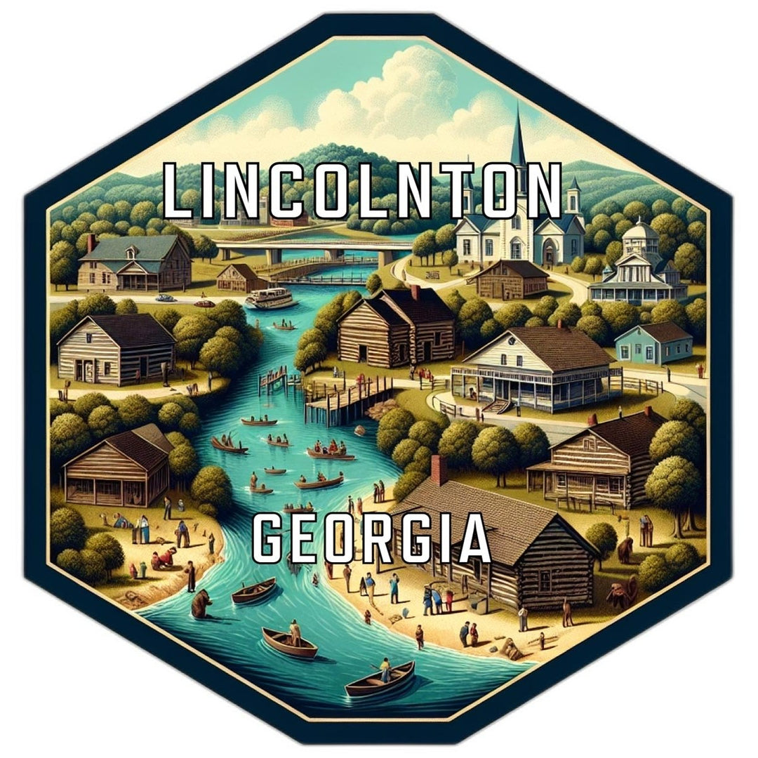 Lincolnton Georgia Souvenir Travel Destination Die Cut Hexagon Fridge Magnet Image 1