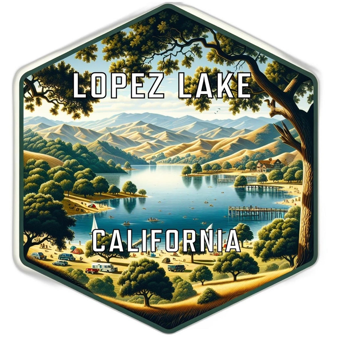 Lopez Lake California Souvenir Travel Destination Die Cut Hexagon Fridge Magnet Image 1