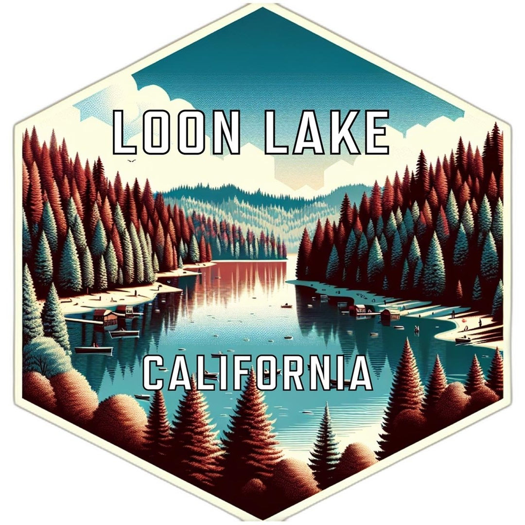 Loon Lake California Souvenir Travel Destination Die Cut Hexagon Fridge Magnet Image 1