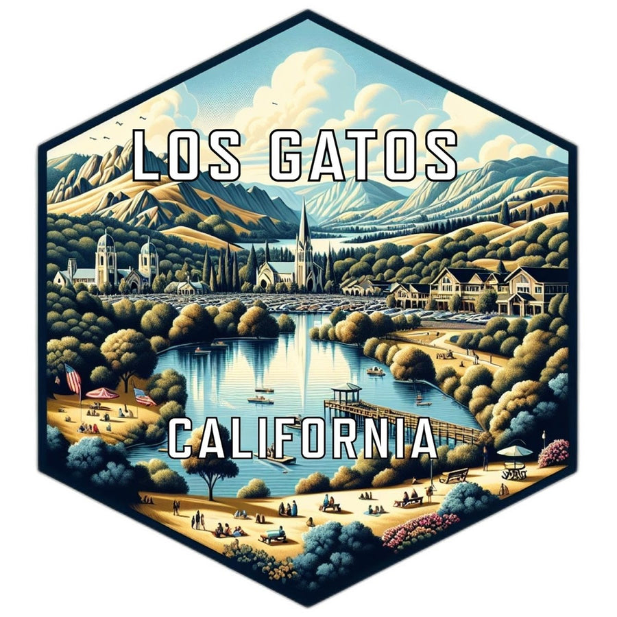 Los Gatos California Souvenir Travel Destination Die Cut Hexagon Fridge Magnet Image 1