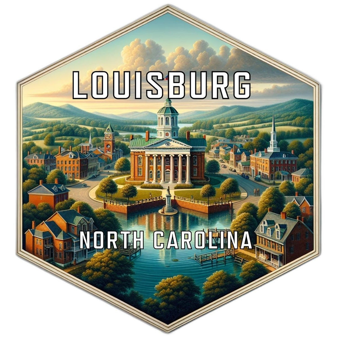 Louisburg North Carolina Souvenir Travel Destination Die Cut Hexagon Fridge Magnet Image 1