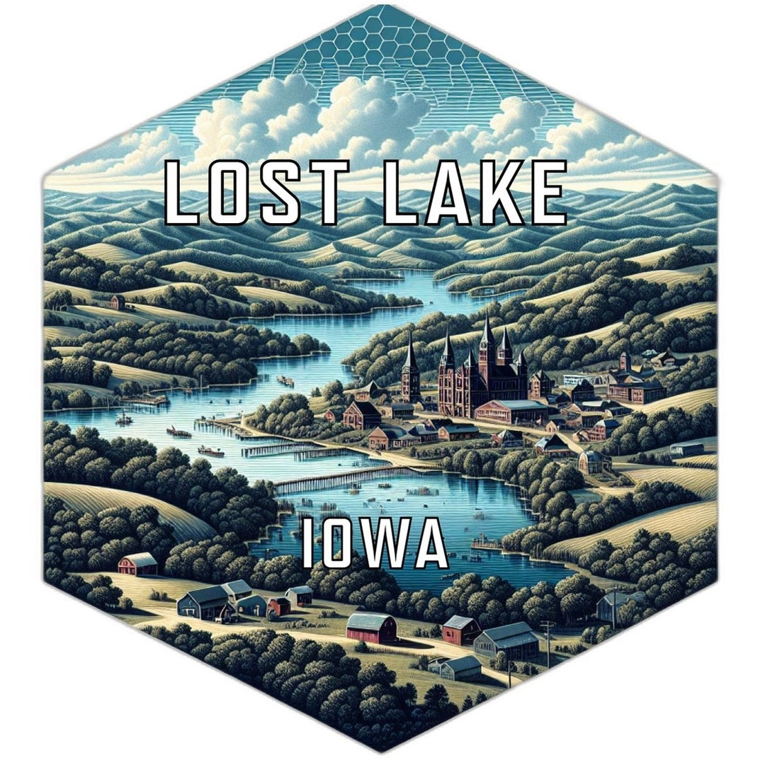 Lost Lake Iowa Souvenir Travel Destination Die Cut Hexagon Fridge Magnet Image 1