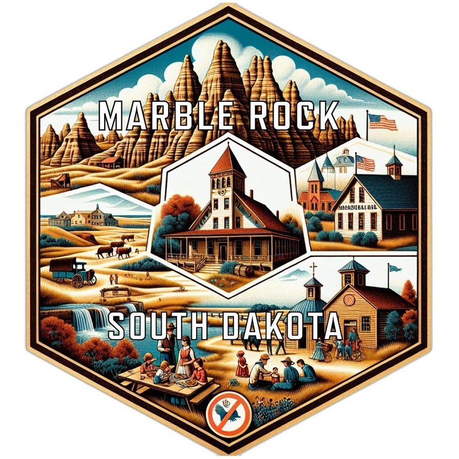 Marble Rock South Dakota Souvenir Travel Destination Die Cut Hexagon Fridge Magnet Image 1