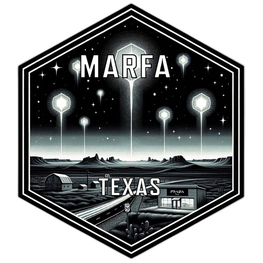 Marfa Texas Souvenir Travel Destination Die Cut Hexagon Fridge Magnet Image 1