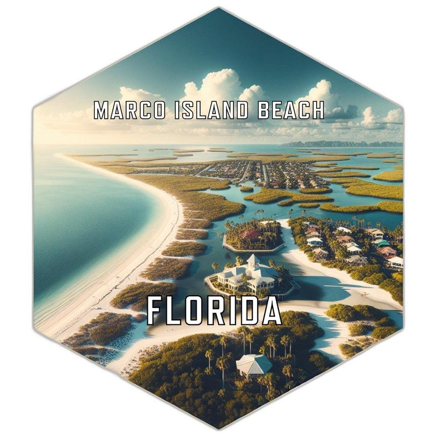 Marco Island Beach Florida Souvenir Travel Destination Die Cut Hexagon Fridge Magnet Image 1