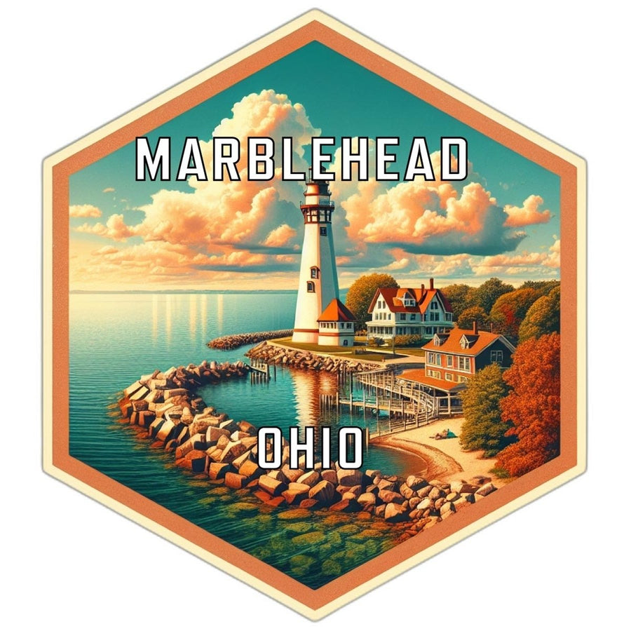 Marblehead Ohio Souvenir Travel Destination Die Cut Hexagon Fridge Magnet Image 1