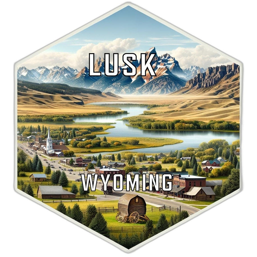 Lusk Wyoming Souvenir Travel Destination Die Cut Hexagon Fridge Magnet Image 1