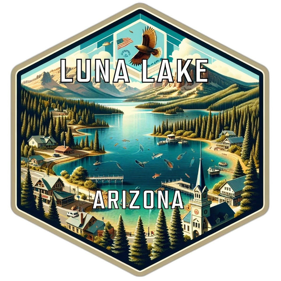 Luna Lake Arizona Souvenir Travel Destination Die Cut Hexagon Fridge Magnet Image 1