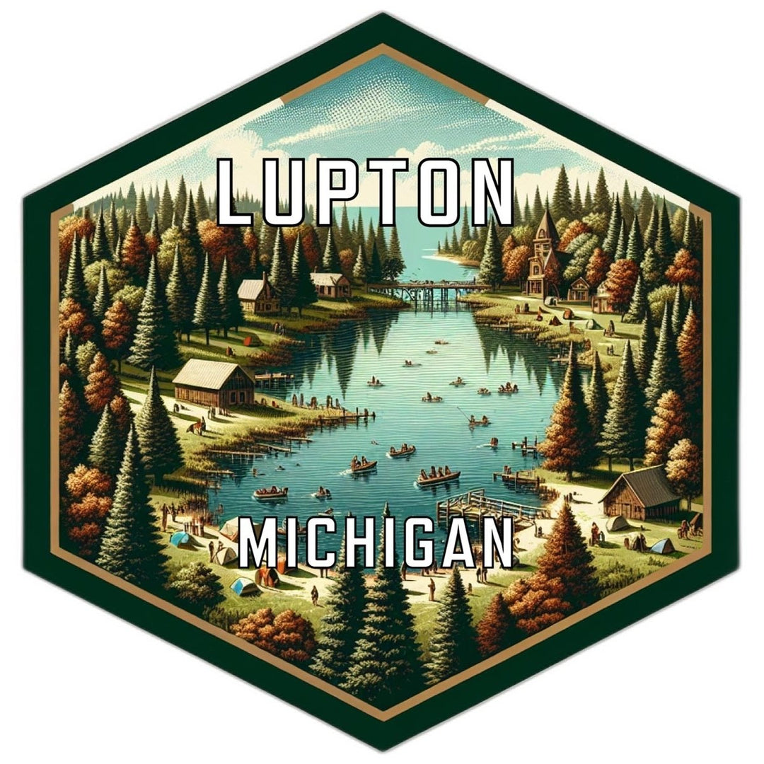 Lupton Michigan Souvenir Travel Destination Die Cut Hexagon Fridge Magnet Image 1