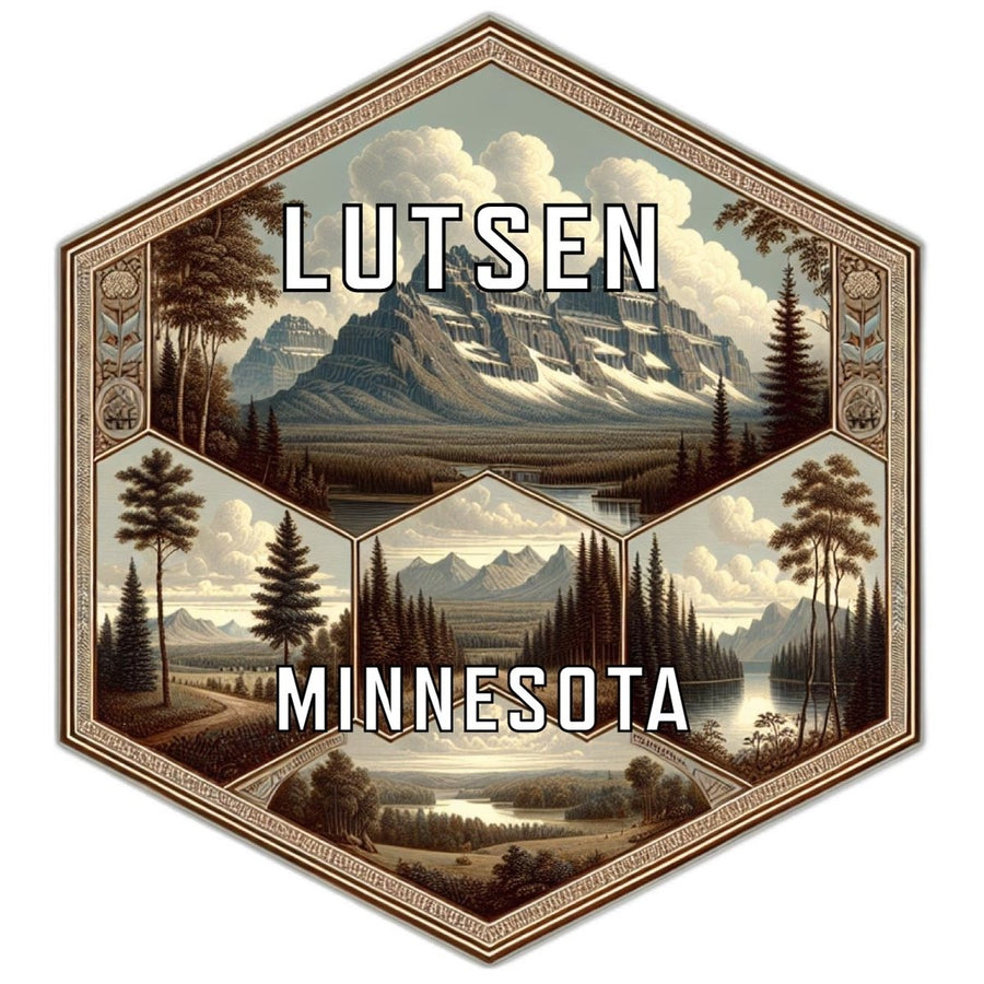 Lutsen Minnesota Souvenir Travel Destination Die Cut Hexagon Fridge Magnet Image 1