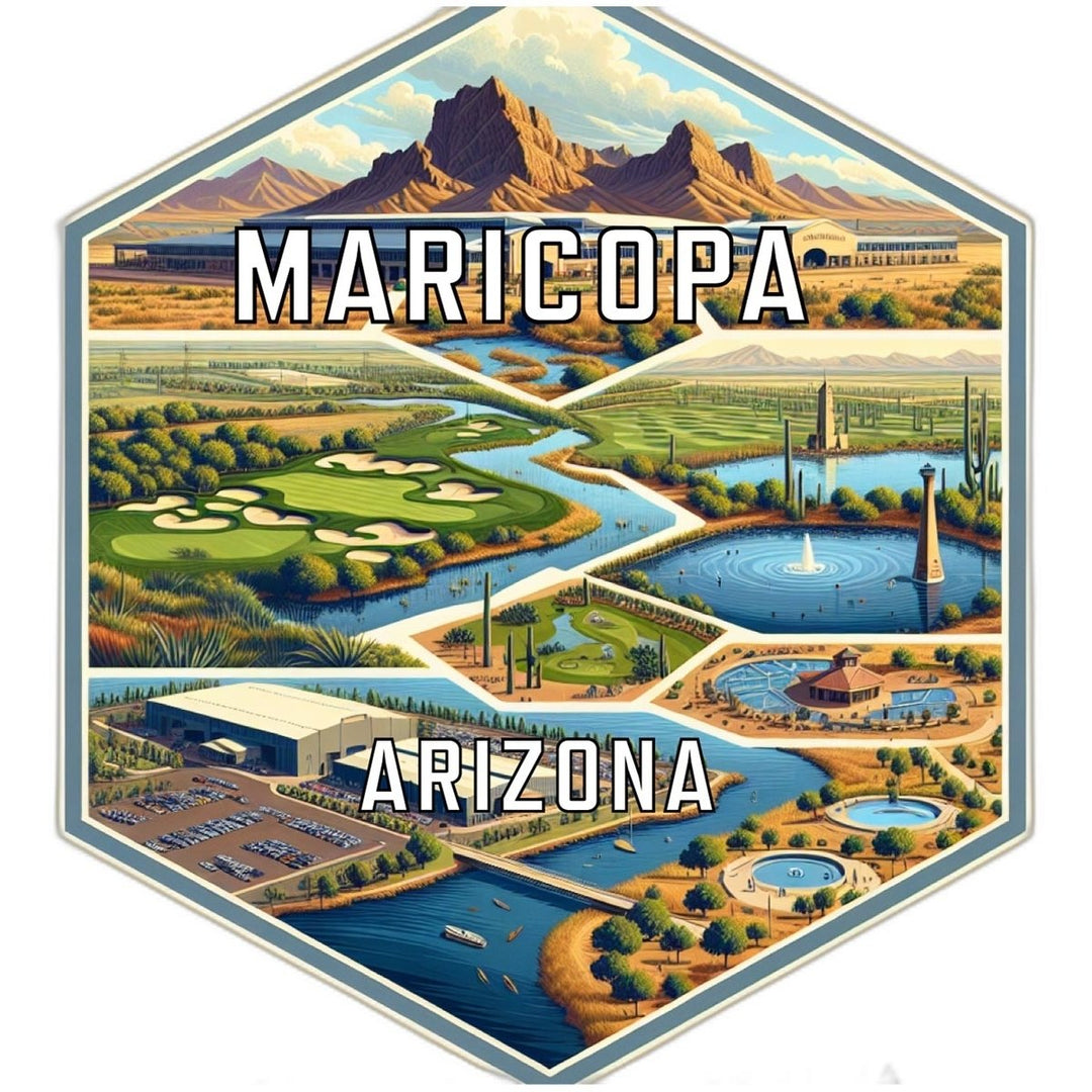 Maricopa Arizona Souvenir Travel Destination Die Cut Hexagon Fridge Magnet Image 1