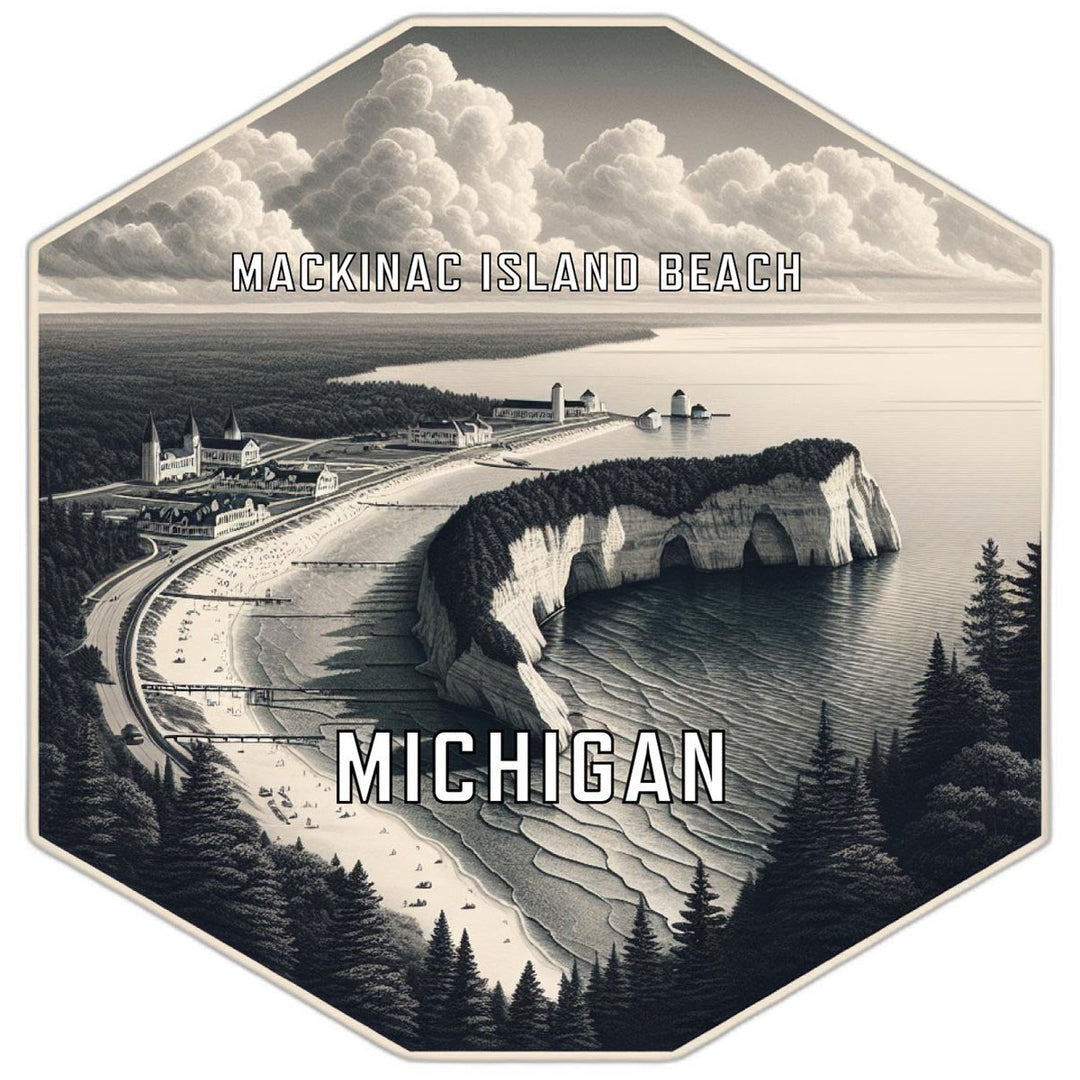 Mackinac Island Beach Michigan Souvenir Travel Destination Die Cut Hexagon Fridge Magnet Image 1