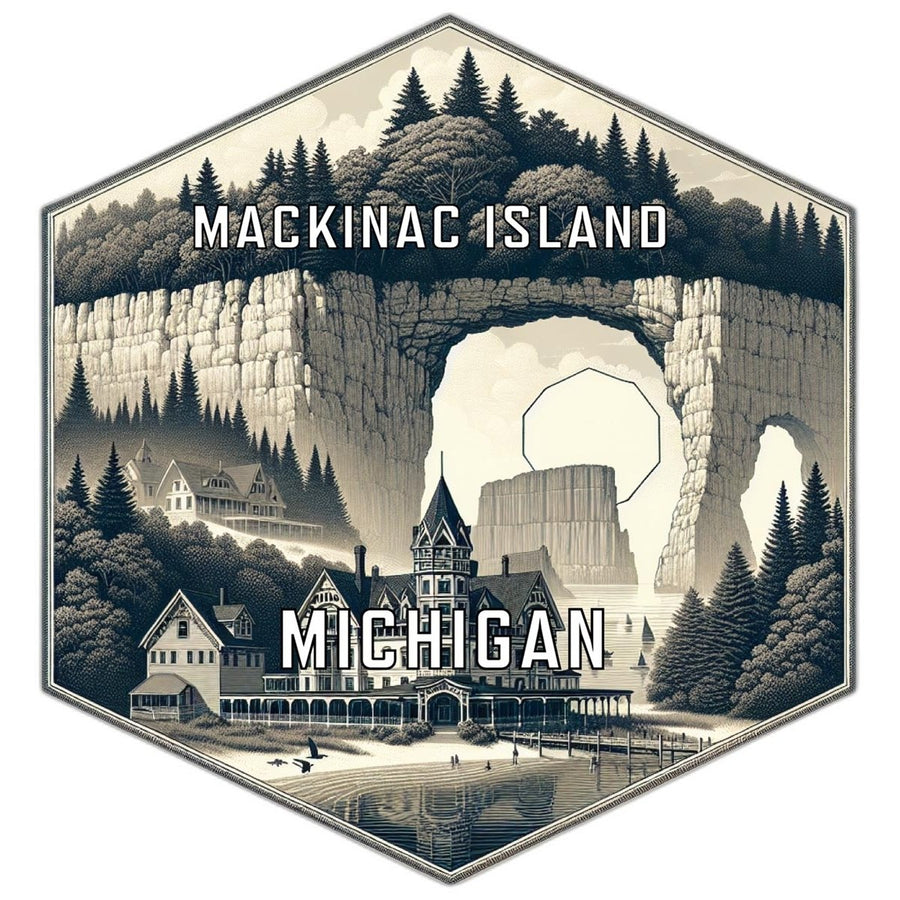 Mackinac Island Michigan Souvenir Travel Destination Die Cut Hexagon Fridge Magnet Image 1