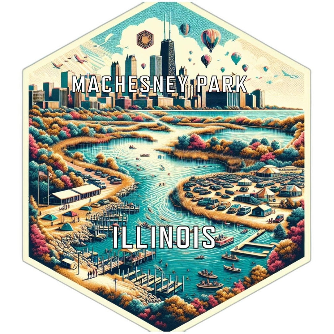 Machesney Park Illinois Souvenir Travel Destination Die Cut Hexagon Fridge Magnet Image 1