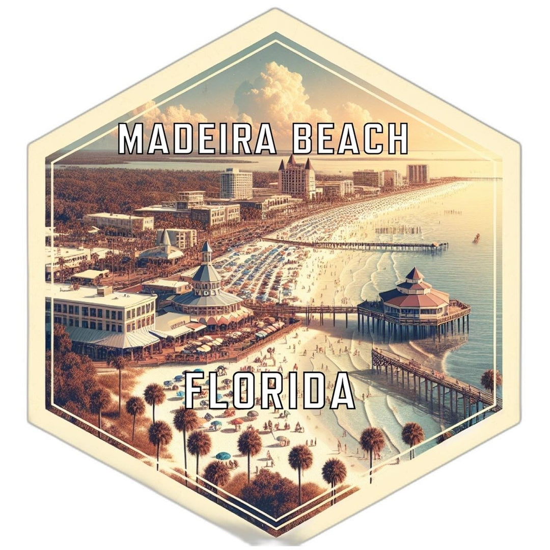 Madeira Beach Florida Souvenir Travel Destination Die Cut Hexagon Fridge Magnet Image 1