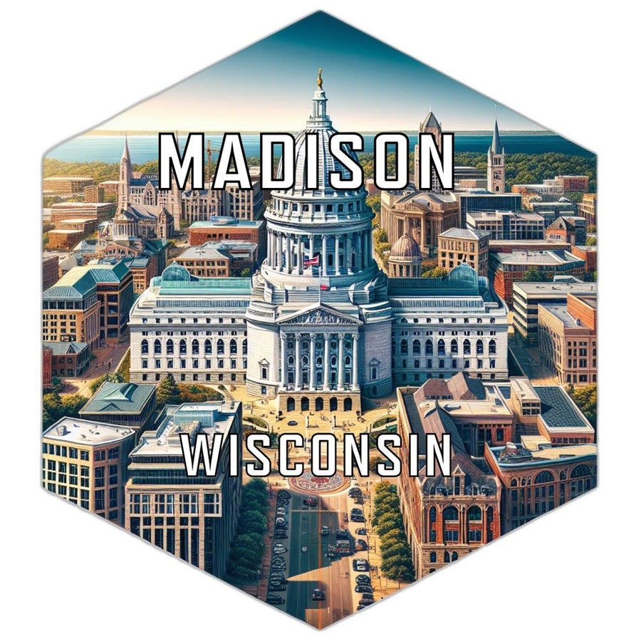 Madison Wisconsin Souvenir Travel Destination Die Cut Hexagon Fridge Magnet Image 1