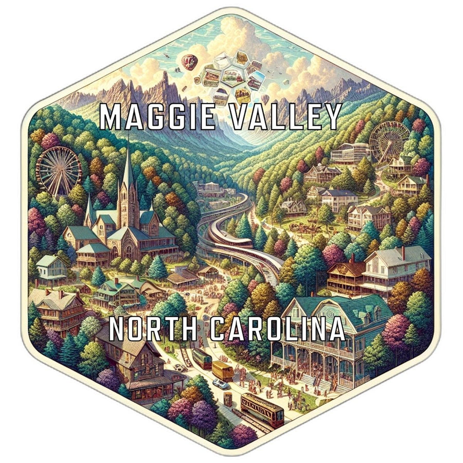 Maggie Valley North Carolina Souvenir Travel Destination Die Cut Hexagon Fridge Magnet Image 1