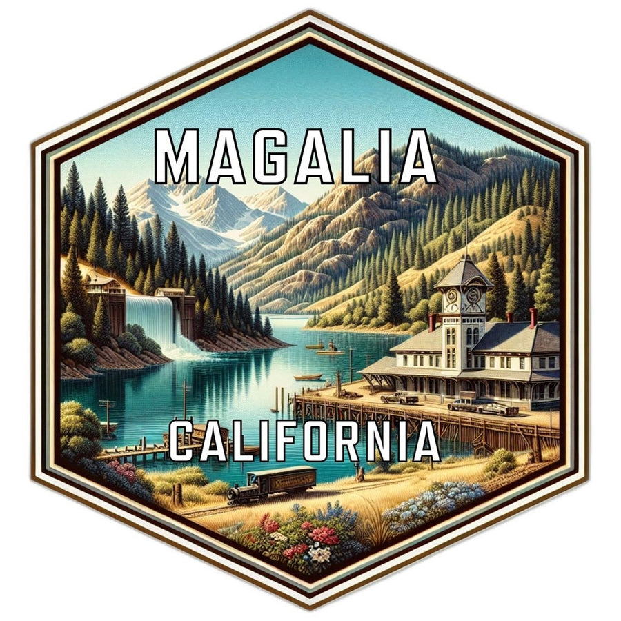 Magalia California Souvenir Travel Destination Die Cut Hexagon Fridge Magnet Image 1