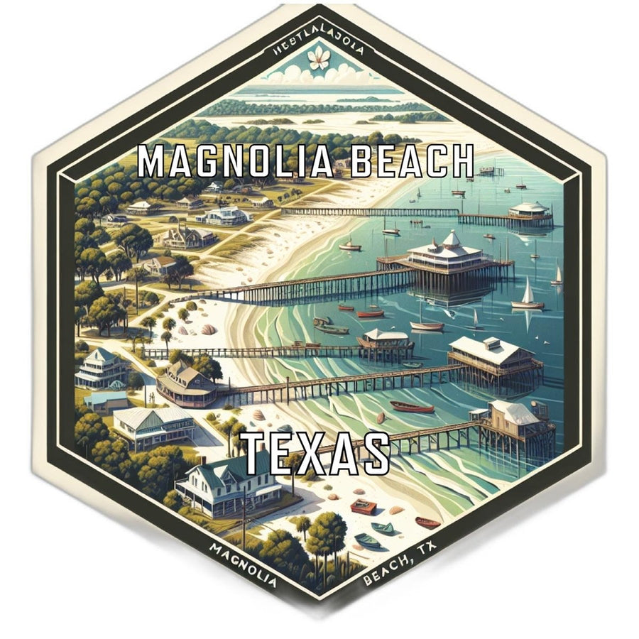 Magnolia Beach Texas Souvenir Travel Destination Die Cut Hexagon Fridge Magnet Image 1