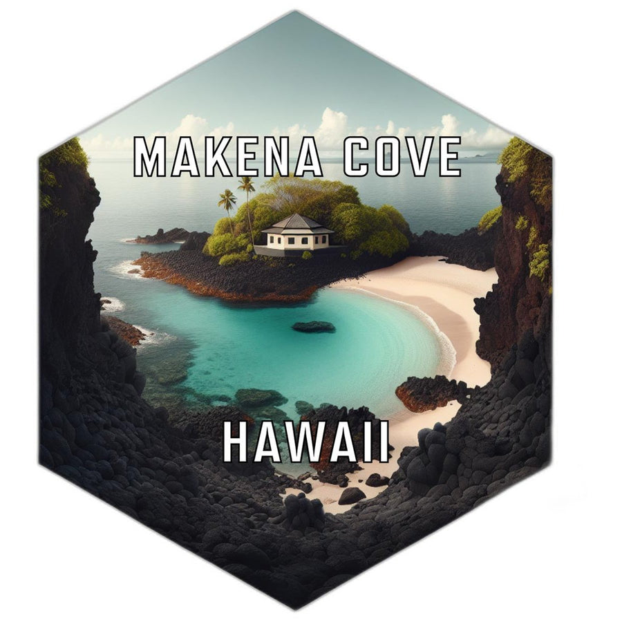 Makena Cove Hawaii Souvenir Travel Destination Die Cut Hexagon Fridge Magnet Image 1