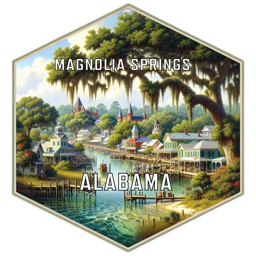 Magnolia Springs Alabama Souvenir Travel Destination Die Cut Hexagon Fridge Magnet Image 1