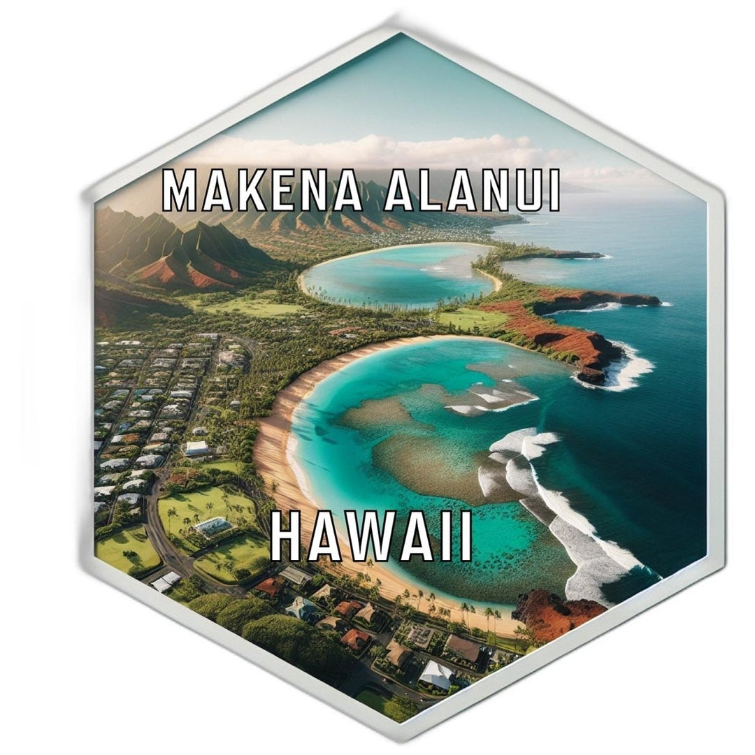 Makena Alanui Hawaii Souvenir Travel Destination Die Cut Hexagon Fridge Magnet Image 1