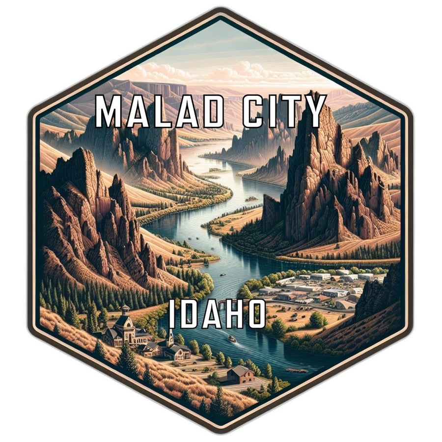 Malad City Idaho Souvenir Travel Destination Die Cut Hexagon Fridge Magnet Image 1