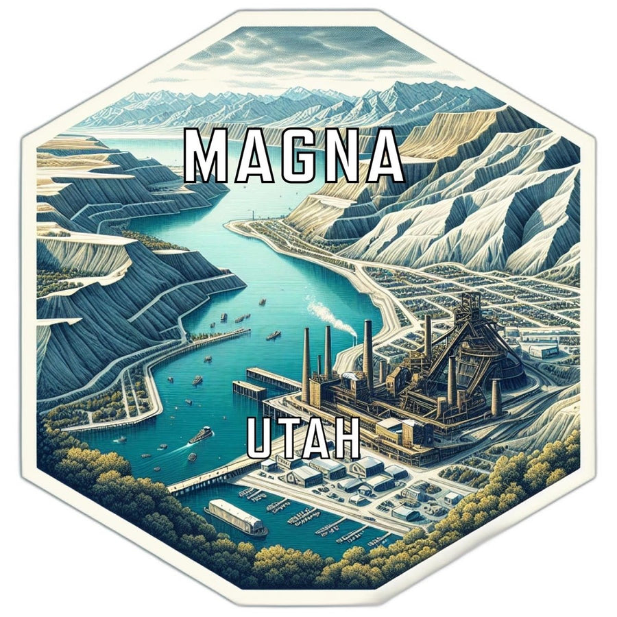 Magna Utah Souvenir Travel Destination Die Cut Hexagon Fridge Magnet Image 1