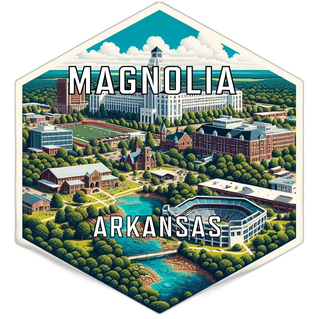 Magnolia Arkansas Souvenir Travel Destination Die Cut Hexagon Fridge Magnet Image 1