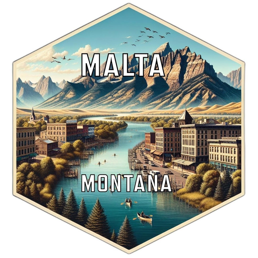 Malta Montana Souvenir Travel Destination Die Cut Hexagon Fridge Magnet Image 1