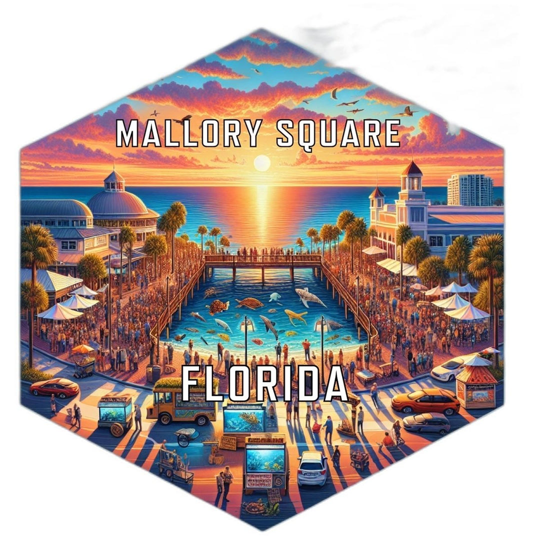 Mallory Square Florida Souvenir Travel Destination Die Cut Hexagon Fridge Magnet Image 1