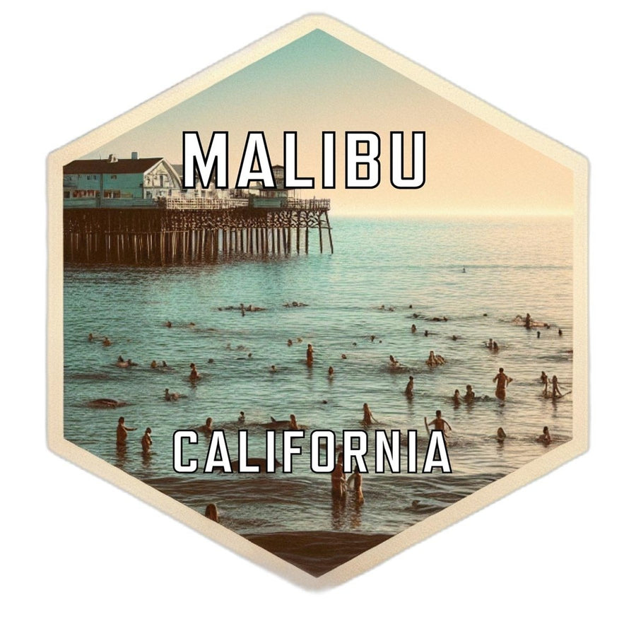 Malibu California Souvenir Travel Destination Die Cut Hexagon Fridge Magnet Image 1