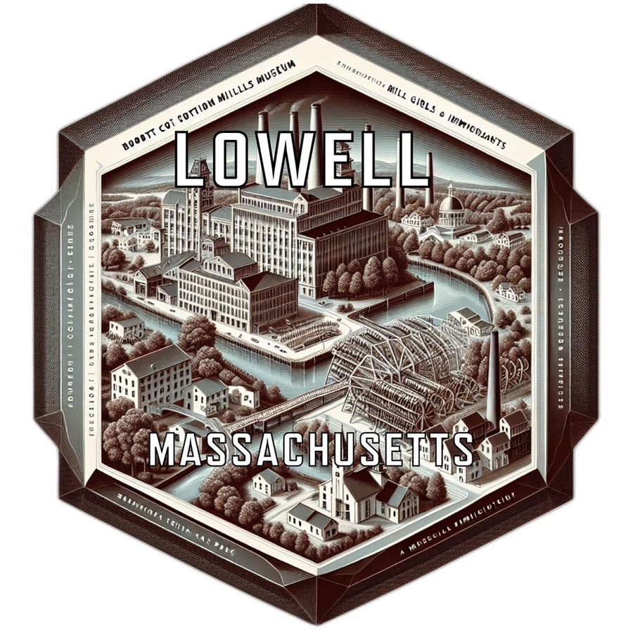 Lowell Massachusetts Souvenir Travel Destination Die Cut Hexagon Fridge Magnet Image 1