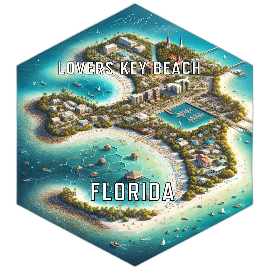 Lovers Key Beach Florida Souvenir Travel Destination Die Cut Hexagon Fridge Magnet Image 1