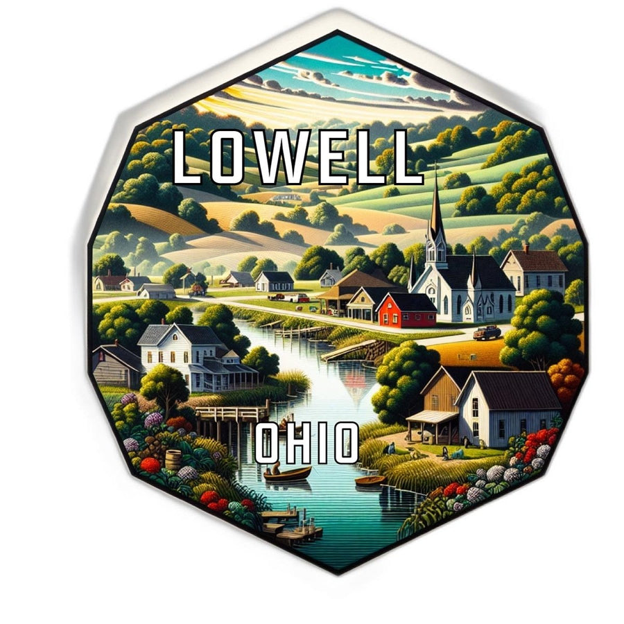 Lowell Ohio Souvenir Travel Destination Die Cut Hexagon Fridge Magnet Image 1