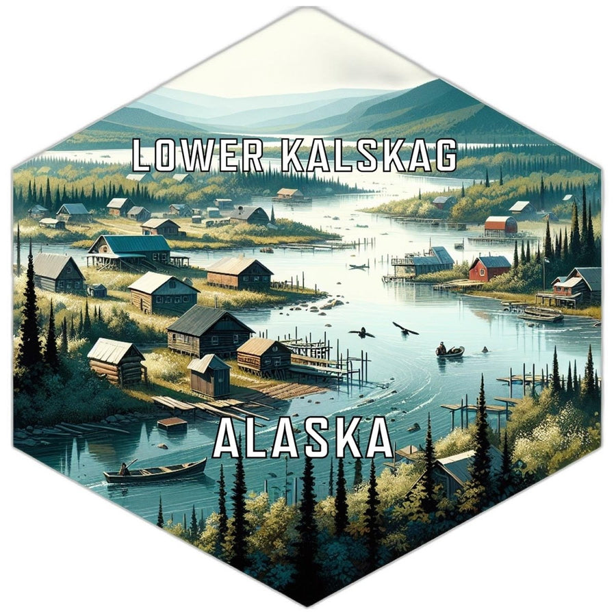 Lower Kalskag Alaska Souvenir Travel Destination Die Cut Hexagon Fridge Magnet Image 1