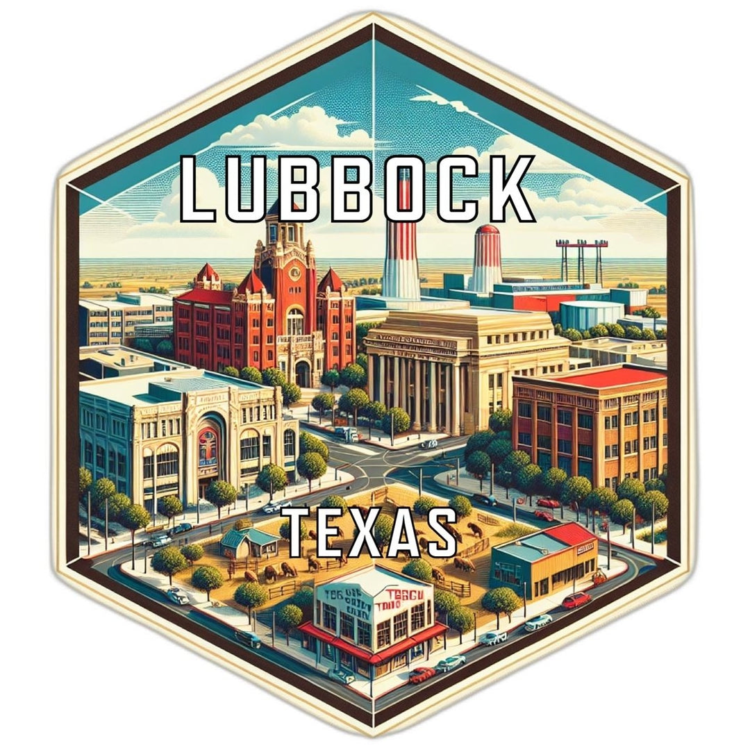 Lubbock Texas Souvenir Travel Destination Die Cut Hexagon Fridge Magnet Image 1