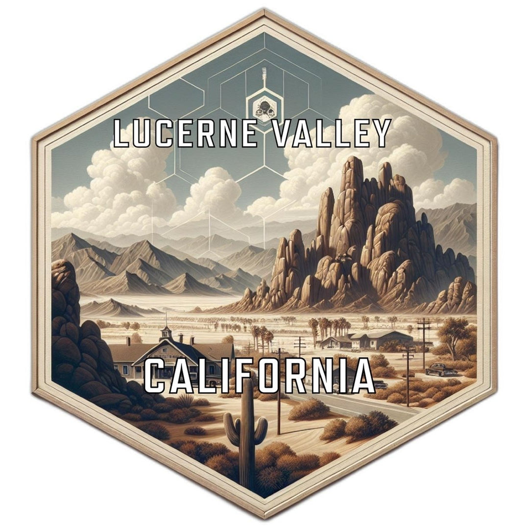 Lucerne Valley California Souvenir Travel Destination Die Cut Hexagon Fridge Magnet Image 1