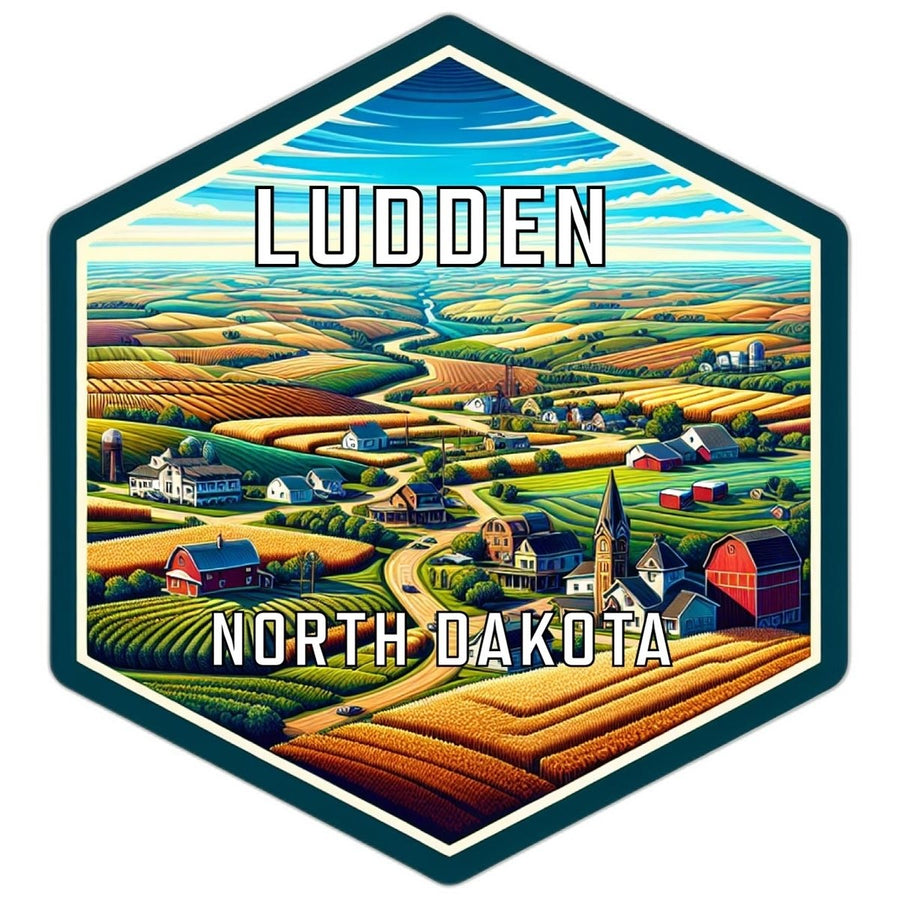 Ludden North Dakota Souvenir Travel Destination Die Cut Hexagon Fridge Magnet Image 1