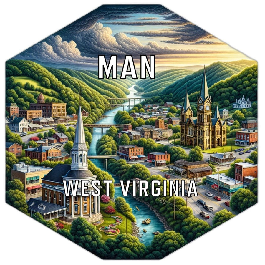 Man West Virginia Souvenir Travel Destination Die Cut Hexagon Fridge Magnet Image 1