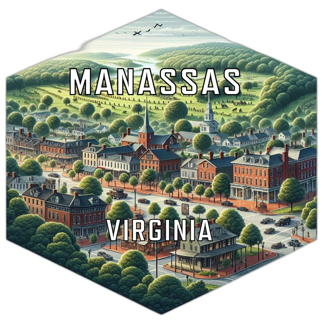 Manassas Virginia Souvenir Travel Destination Die Cut Hexagon Fridge Magnet Image 1